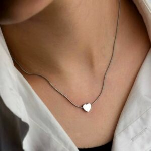 Minimal Heart Pendant Necklace | Silver Heart Chain | Accessories