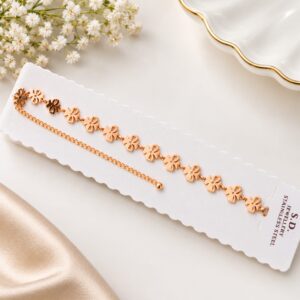 Gold-Tone Floral Charm Chain Bracelet
