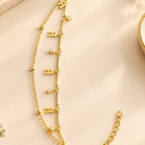 Gold-Tone Initial Charm Bracelet – R Design