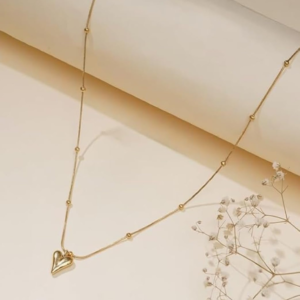 Gold-Tone Minimalist Heart Pendant Necklace for Women